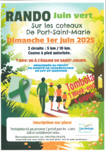 Randonnée le dimanche 01/06/2025 sur les coteaux de Port-Sainte-Marie au profit du comité de cancérologie