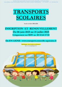 Inscriptions et renouvellement aux transports scolaires du 06/06/2025 au 21/07/2025 sur RDV au SITS D'Aiguillon 47130