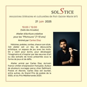 Atelier d'écriture pour les enfants de 7 à 13ans le 21/06/2025 à Port Sainte Marie par Carles DIAZ