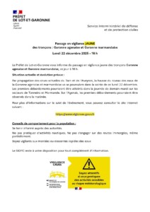 Vigilance jaune crue 22/12/2025