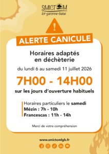 modification exceptionelle des horaires de déchèterie du 06/07 au 11/07/2026 à port sainte marie