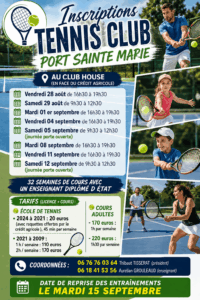 Cours de tennis adultes 0676760364 ou 0618415356