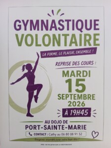 Cours de gymnastique volontaire à PSM le 15/09/ a 19h45